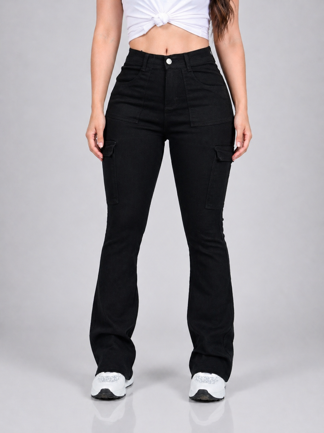 PANTALON DE MEZCLILLA ACAMPANADO CARGO 569