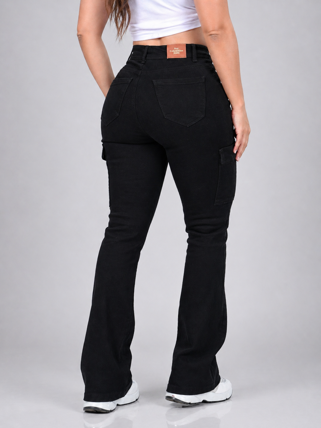 PANTALON DE MEZCLILLA ACAMPANADO CARGO 569