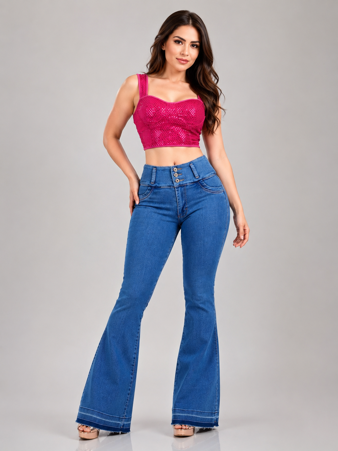 PANTALON DE MEZCLILLA ACAMPANADO MOD. 594